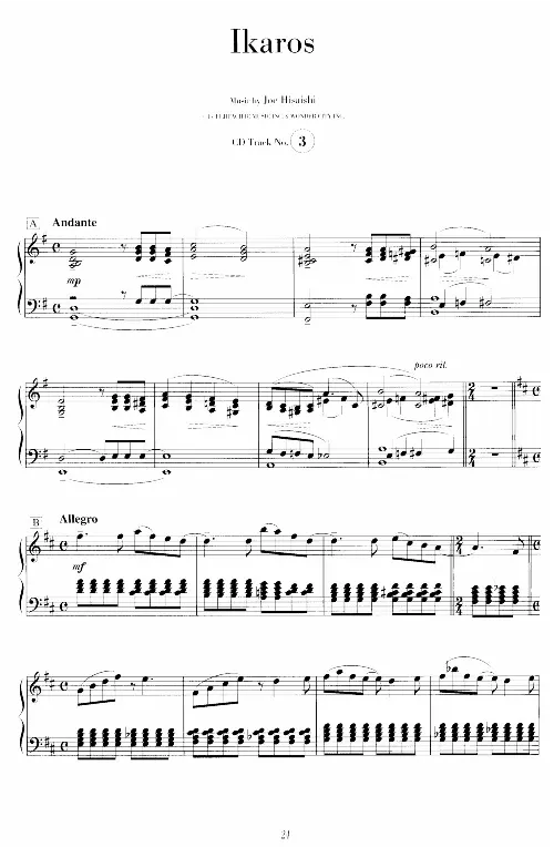 36、久石让-独奏作品乐谱（47页，共11首）_一万首著名钢琴曲谱哈农贝多芬合集视频教学电子版高清无水印可打印_3流行音乐谱_流行钢琴谱合集形式_高清PDF无水印