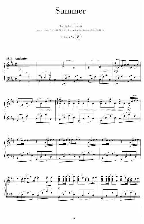 36、久石让-独奏作品乐谱（47页，共11首）_一万首著名钢琴曲谱哈农贝多芬合集视频教学电子版高清无水印可打印_3流行音乐谱_流行钢琴谱合集形式_高清PDF无水印