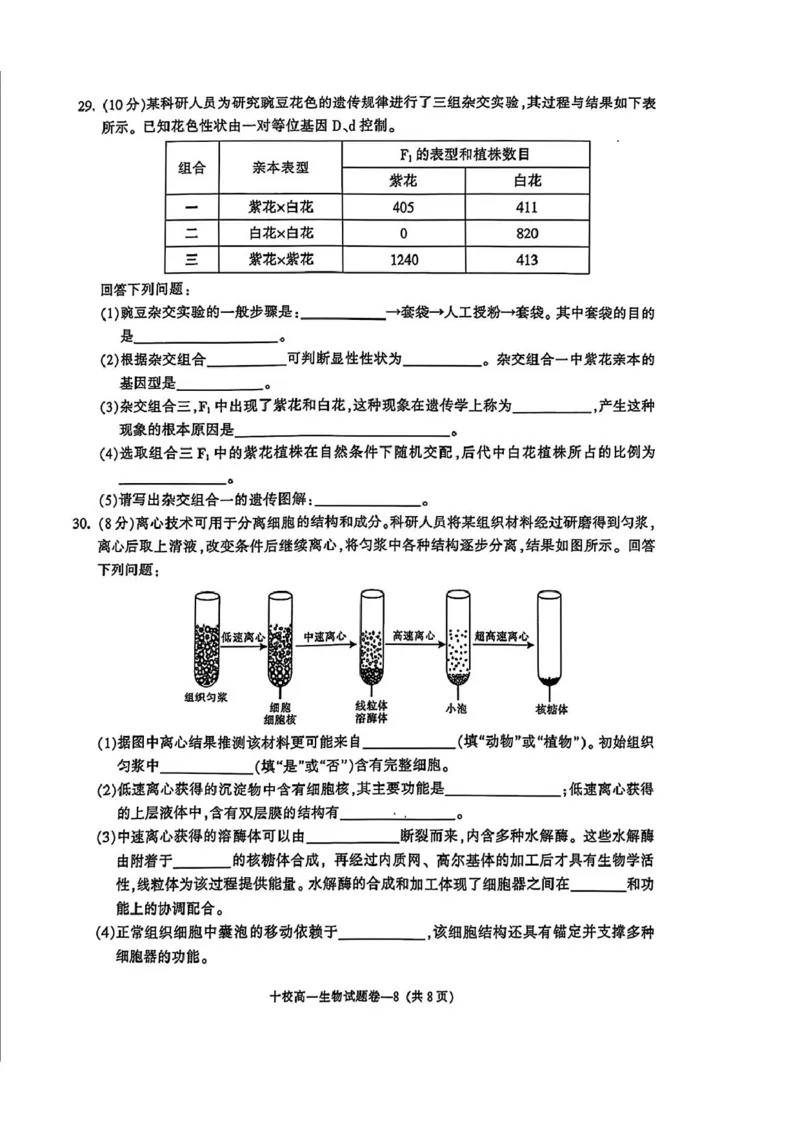 浙江省金华十校2024-2025学年高一上学期期末调研考试生物PDF版含答案_2024-2025高一（7-7月题库）_2025年01月试卷_0120浙江省金华十校2024-2025学年高一上学期期末调研考试
