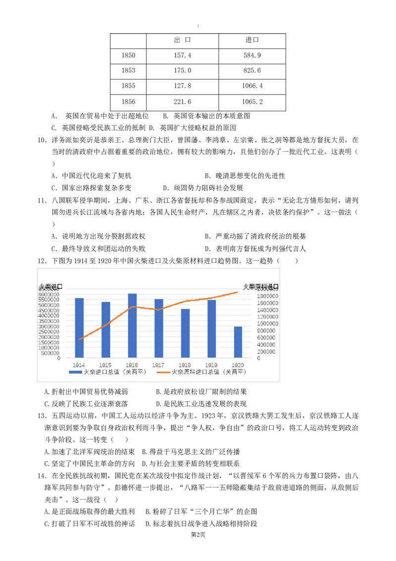 湖南省怀化市2024-2025学年高一上学期期末考试历史试题（含答案）_2024-2025高一（7-7月题库）_2025年03月试卷_0305湖南省怀化市2024-2025学年高一上学期期末