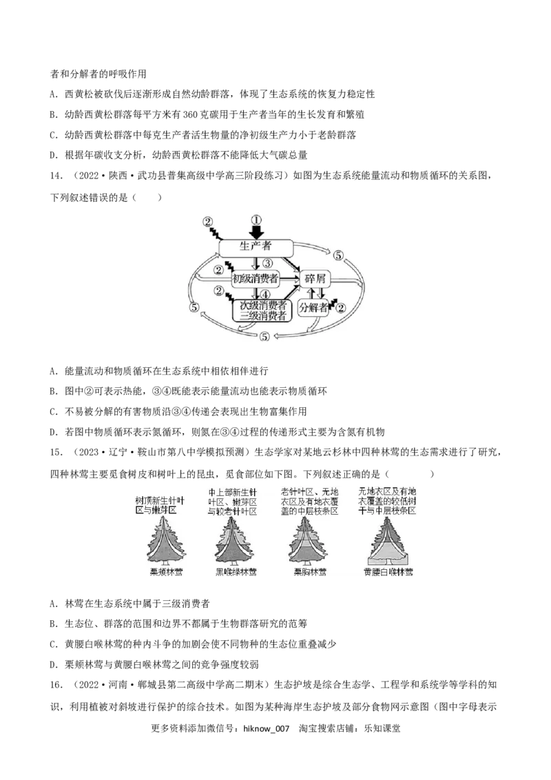 第3章生态系统及其稳定性（B卷&middot;能力提升练）（原卷版）_E015高中全科试卷_生物试题_选修2_1.单元测试_2、单元测试AB卷2023