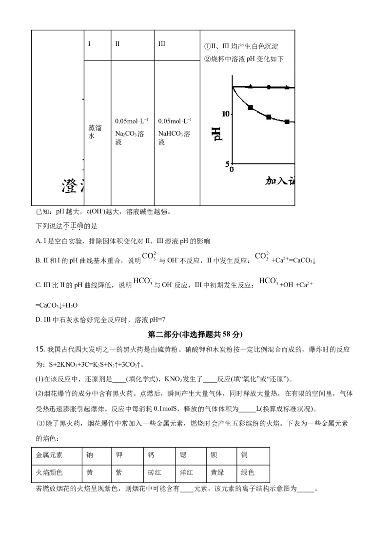 精品解析：北京市朝阳区高一上学期期末考试化学试题（原卷版）_E015高中全科试卷_化学试题_必修1_1.新版人教版高中化学试卷必修一_6.名校真题