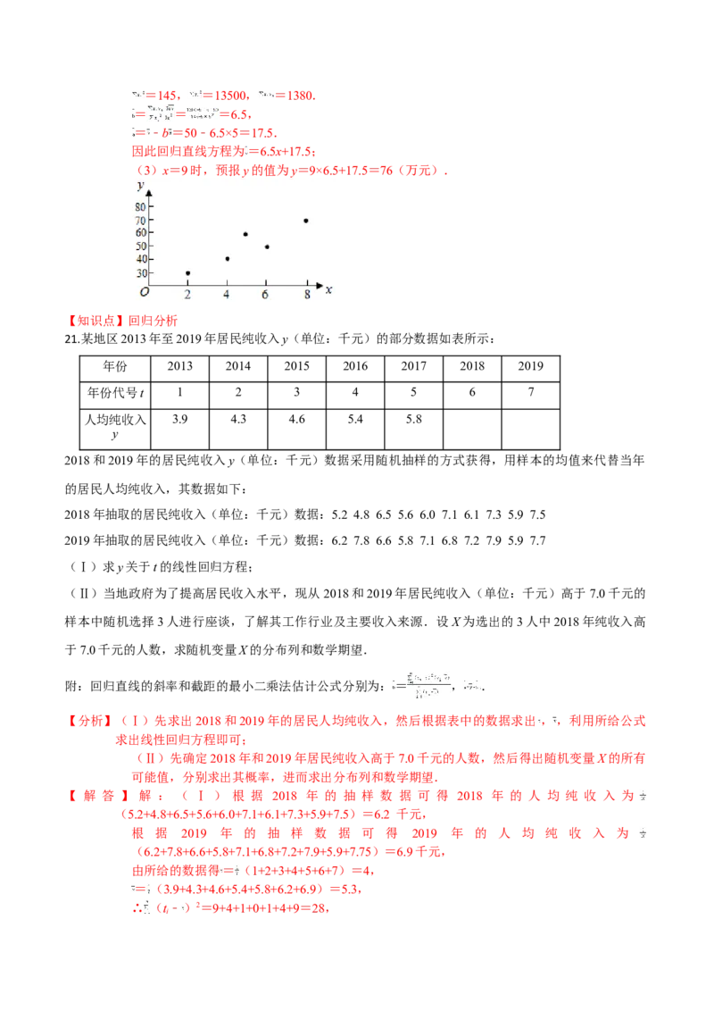 第八章成对数据的统计分析（基础卷）（解析版）_E015高中全科试卷_数学试题_选修3_01.单元测试_单元测试（第三套）