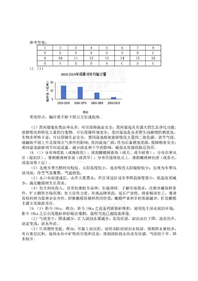 地理答案_2024年5月_01按日期_1号_2024届福建省福州市高三下学期4月末质量检测（三模）_2024届福建省福州市高三下学期4月末质量检测（三模）地理