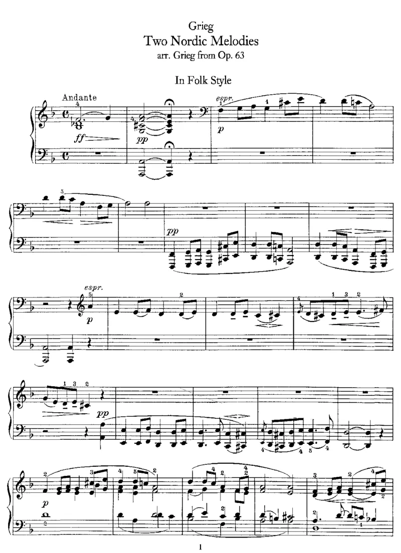 2NordicMelodiesfromOp63_一万首著名钢琴曲谱哈农贝多芬合集视频教学电子版高清无水印可打印_1古典钢琴知名音乐家谱_格里格钢琴谱全集_其他
