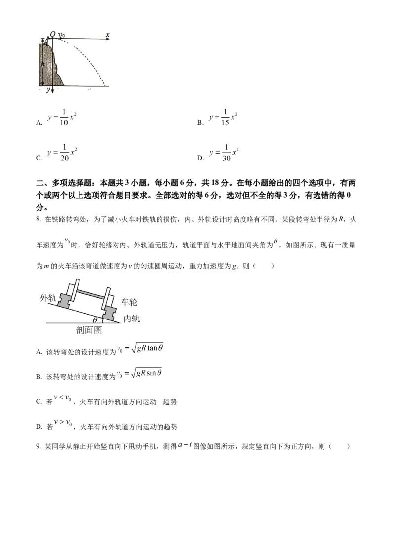 河北省唐山市2024-2025学年高一上学期期末考试物理试卷（含答案）_2024-2025高一（7-7月题库）_2025年03月试卷_0312河北省唐山市2024-2025学年高一上学期期末考试