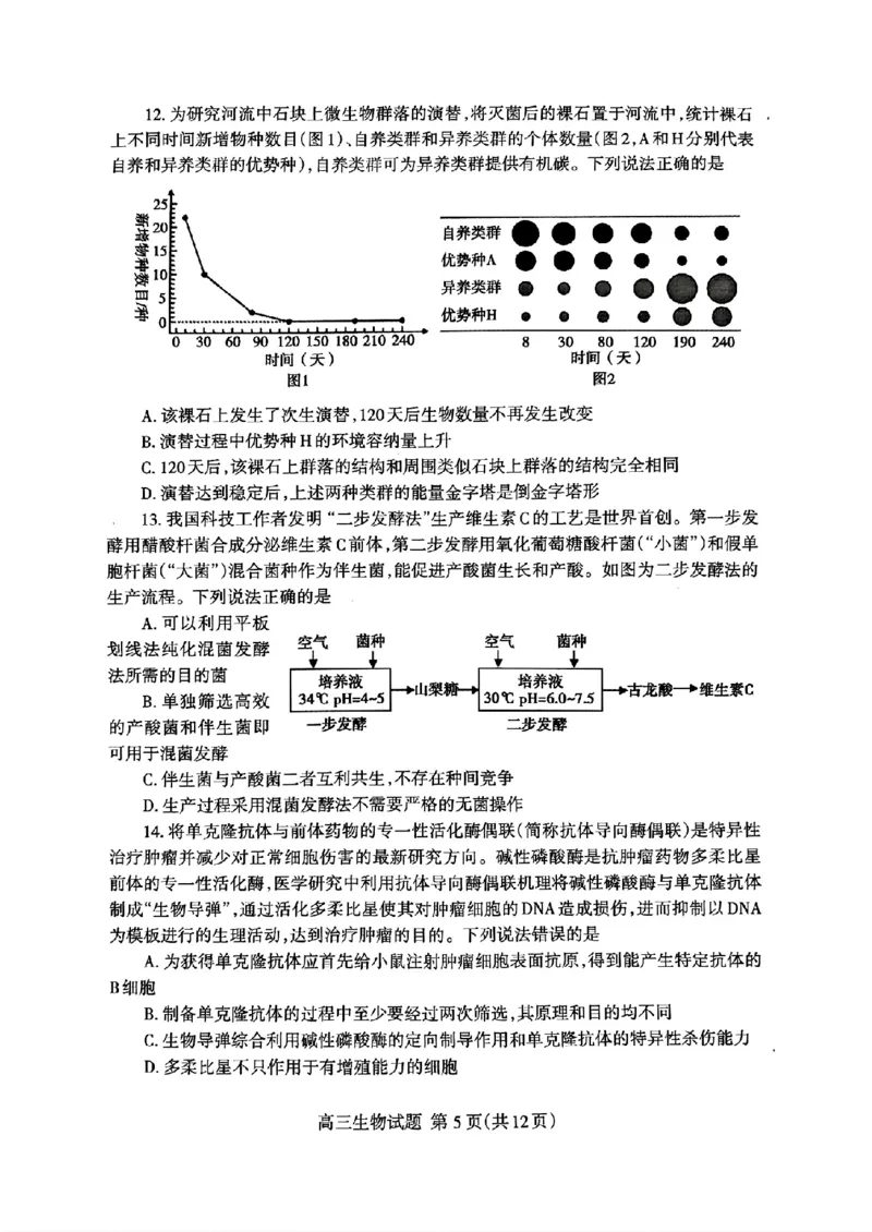扫描件_24届泰安二模生物试题_2024年5月_01按日期_1号_2024届山东省泰安市高三4月二轮检测_2024届山东省泰安市高三4月二轮检测生物