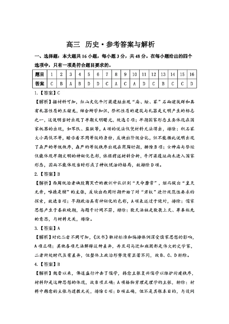 扫描件_高三历史参考答案与解析_2024年4月_01按日期_14号_2024届江西省赣抚吉高三4月恩博联考_2024年江西省恩博高三4月联考赣抚吉历史