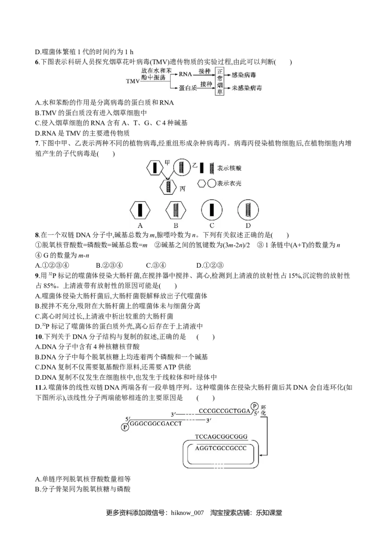 第3章基因的本质（原卷版）_E015高中全科试卷_生物试题_必修2_1.单元测试_2、单元测试2023_第3章+基因的本质-过单元2022-2023学年高一生物模拟考场单元检测卷（人教版2019必修2）