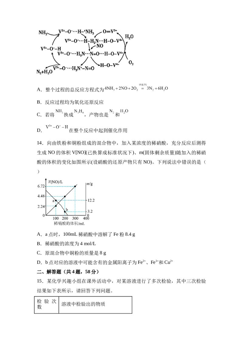 湖南省衡阳市衡阳县第四中学2024-2025学年高一下学期3月第一次月考化学试题（含答案）_2024-2025高一（7-7月题库）_2025年03月试卷