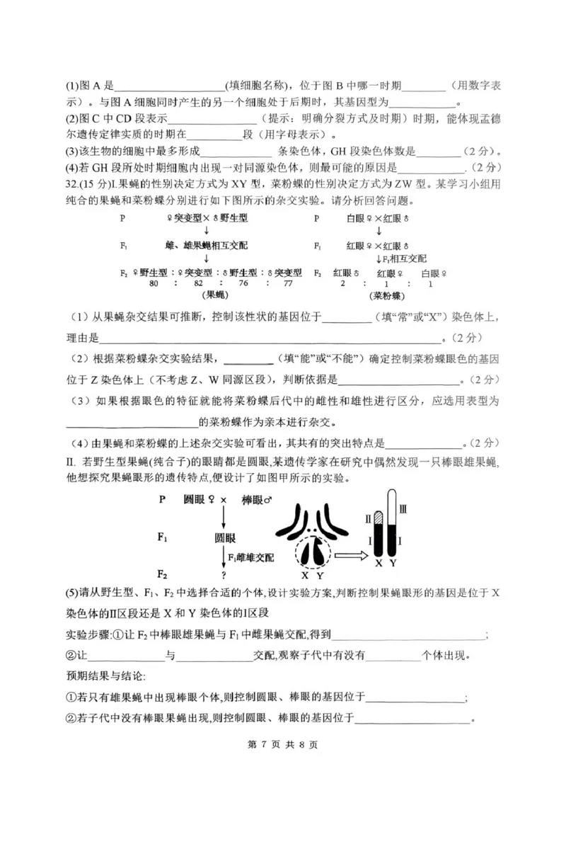 河南省南阳市第一中学校2024-2025学年高一下学期第二次月考生物试题（扫描版，含答案）_2024-2025高一（7-7月题库）_2025年04月试卷