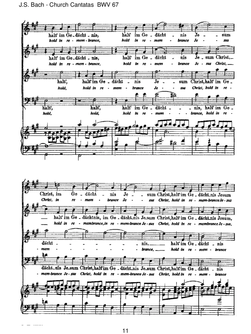 BWV67HaltimGed_chtnisJesumChrist_一万首著名钢琴曲谱哈农贝多芬合集视频教学电子版高清无水印可打印_1古典钢琴知名音乐家谱_巴赫钢琴谱全集_J.S巴赫作品全集