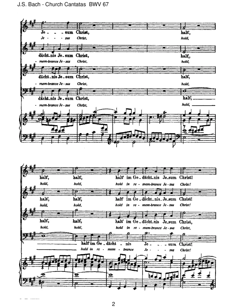 BWV67HaltimGed_chtnisJesumChrist_一万首著名钢琴曲谱哈农贝多芬合集视频教学电子版高清无水印可打印_1古典钢琴知名音乐家谱_巴赫钢琴谱全集_J.S巴赫作品全集