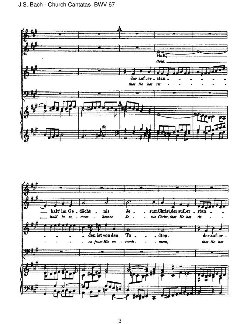 BWV67HaltimGed_chtnisJesumChrist_一万首著名钢琴曲谱哈农贝多芬合集视频教学电子版高清无水印可打印_1古典钢琴知名音乐家谱_巴赫钢琴谱全集_J.S巴赫作品全集