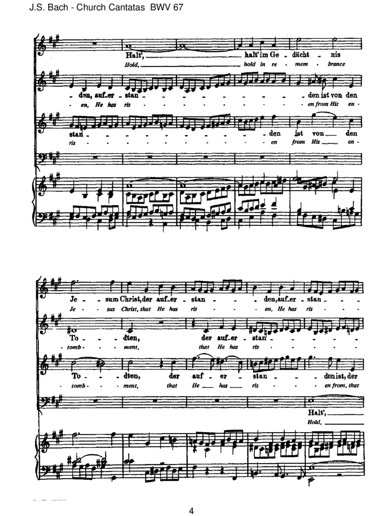 BWV67HaltimGed_chtnisJesumChrist_一万首著名钢琴曲谱哈农贝多芬合集视频教学电子版高清无水印可打印_1古典钢琴知名音乐家谱_巴赫钢琴谱全集_J.S巴赫作品全集