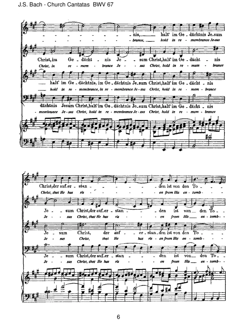 BWV67HaltimGed_chtnisJesumChrist_一万首著名钢琴曲谱哈农贝多芬合集视频教学电子版高清无水印可打印_1古典钢琴知名音乐家谱_巴赫钢琴谱全集_J.S巴赫作品全集