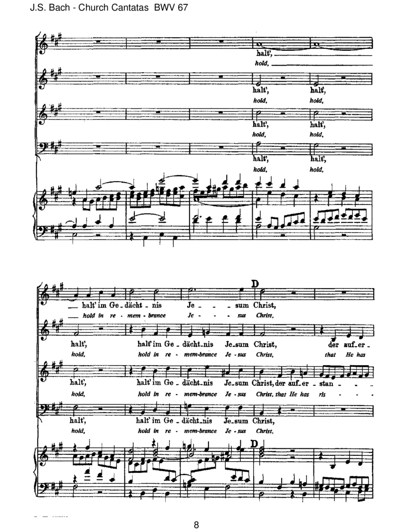 BWV67HaltimGed_chtnisJesumChrist_一万首著名钢琴曲谱哈农贝多芬合集视频教学电子版高清无水印可打印_1古典钢琴知名音乐家谱_巴赫钢琴谱全集_J.S巴赫作品全集