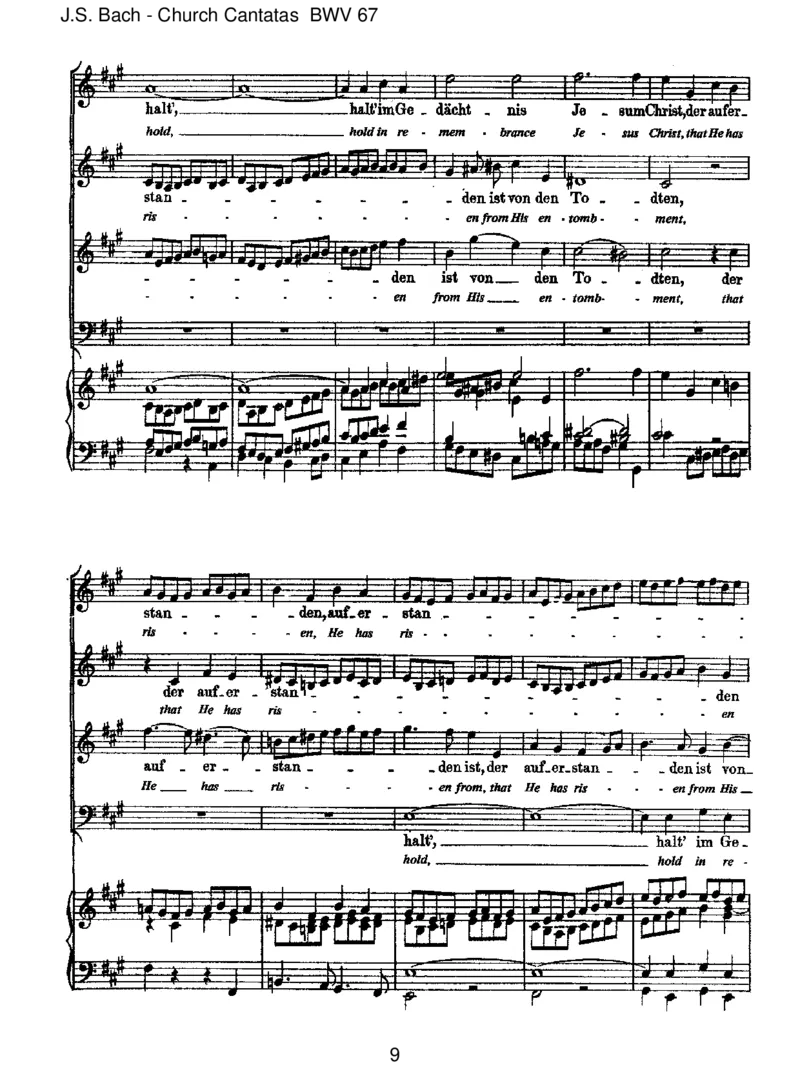 BWV67HaltimGed_chtnisJesumChrist_一万首著名钢琴曲谱哈农贝多芬合集视频教学电子版高清无水印可打印_1古典钢琴知名音乐家谱_巴赫钢琴谱全集_J.S巴赫作品全集