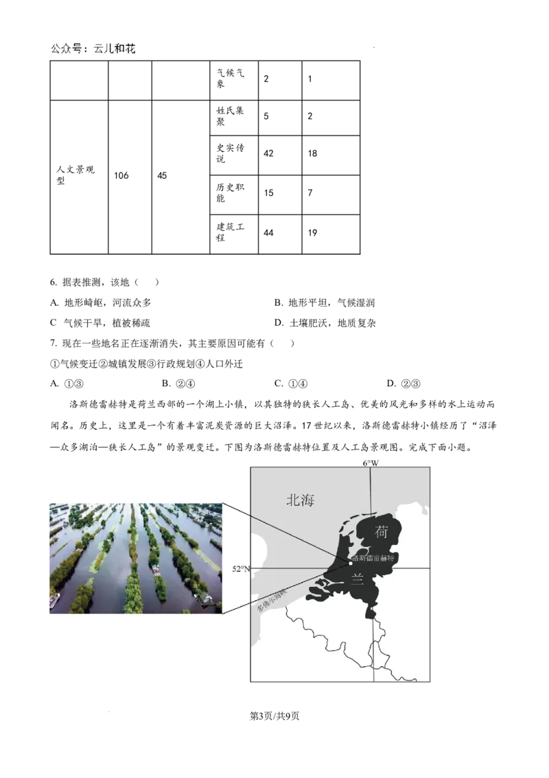 河南省信阳市2023-2024学年高一下学期7月期末地理试题_2024-2025高一（7-7月题库）_2024年8月试卷_0815河南省信阳市2023-2024学年高一下学期期末教学质量检测