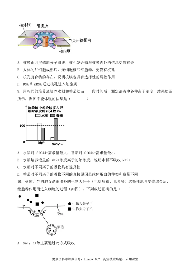 综合拉练卷04（原卷版）_E015高中全科试卷_生物试题_必修1_4.期末试卷_1.模拟题_综合拉练卷04-2022-2023学年上学期高一生物期末考试综合拉练卷（人教版2019必修1）