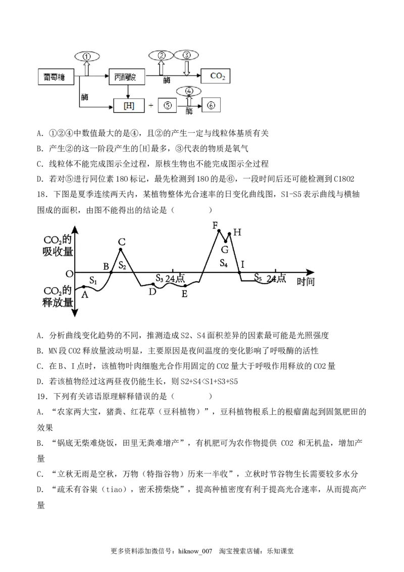 综合拉练卷04（原卷版）_E015高中全科试卷_生物试题_必修1_4.期末试卷_1.模拟题_综合拉练卷04-2022-2023学年上学期高一生物期末考试综合拉练卷（人教版2019必修1）