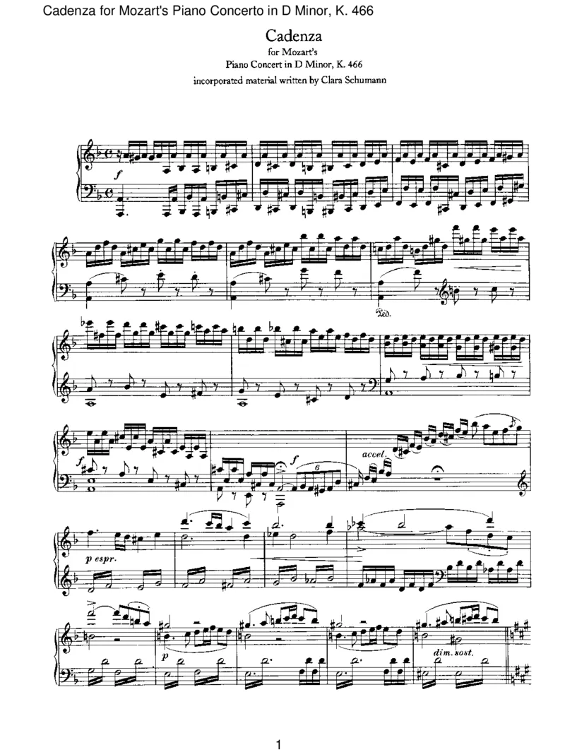 CadenzaforMozart'sPianoConcertoinDMinor,K.466_一万首著名钢琴曲谱哈农贝多芬合集视频教学电子版高清无水印可打印_1古典钢琴知名音乐家谱_勃拉姆斯钢琴谱全集