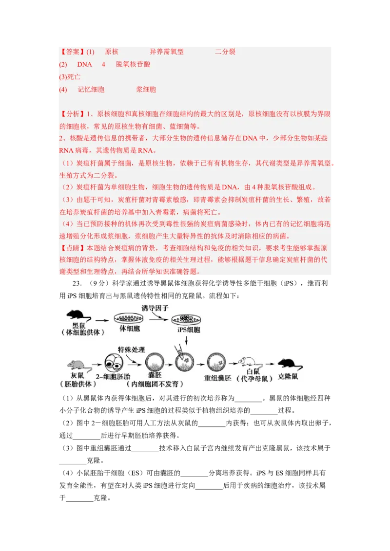 第4章生物技术的安全性与伦理性（基础突破卷）-2022-2023学年高二生物基础与培优高效突破测试卷（人教版2019选择性必修3）（解析版）_E015高中全科试卷_生物试题_选修3_1.单元测试