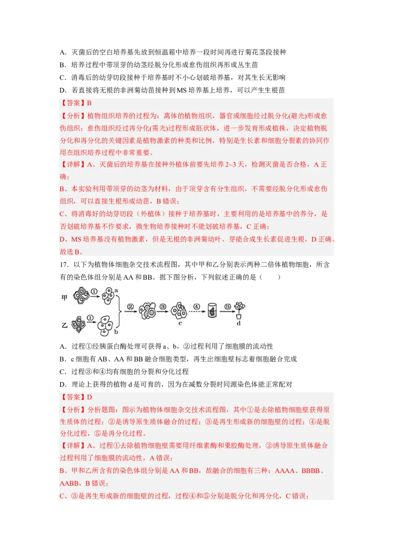 第4章生物技术的安全性与伦理性（满分培优卷）-2022-2023学年高二生物基础与培优高效突破测试卷（人教版2019选择性必修3）（解析版）_E015高中全科试卷_生物试题_选修3_1.单元测试