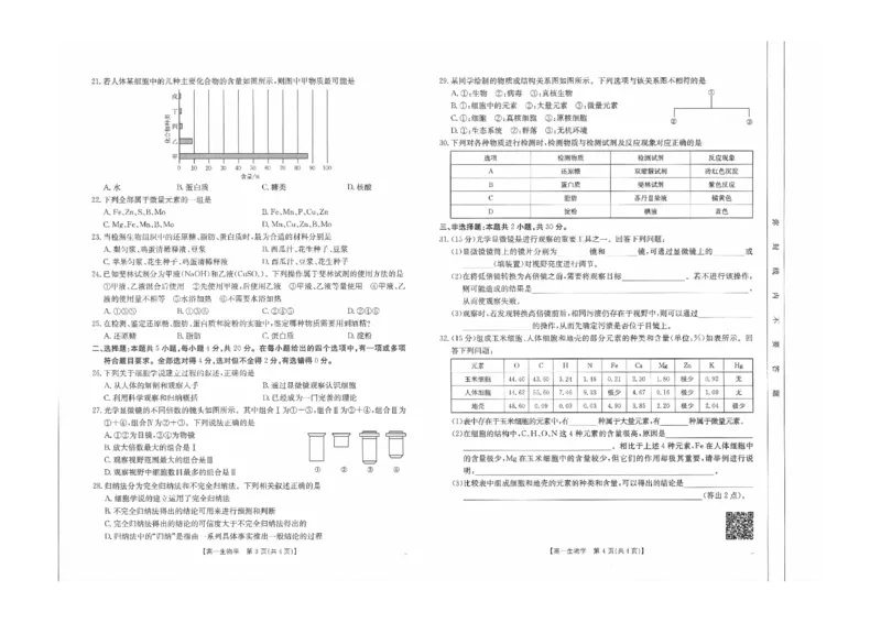 生物试题_2024-2025高一（7-7月题库）_2024年11月试卷_11012024-2025学年辽宁省高一金太阳10月联考