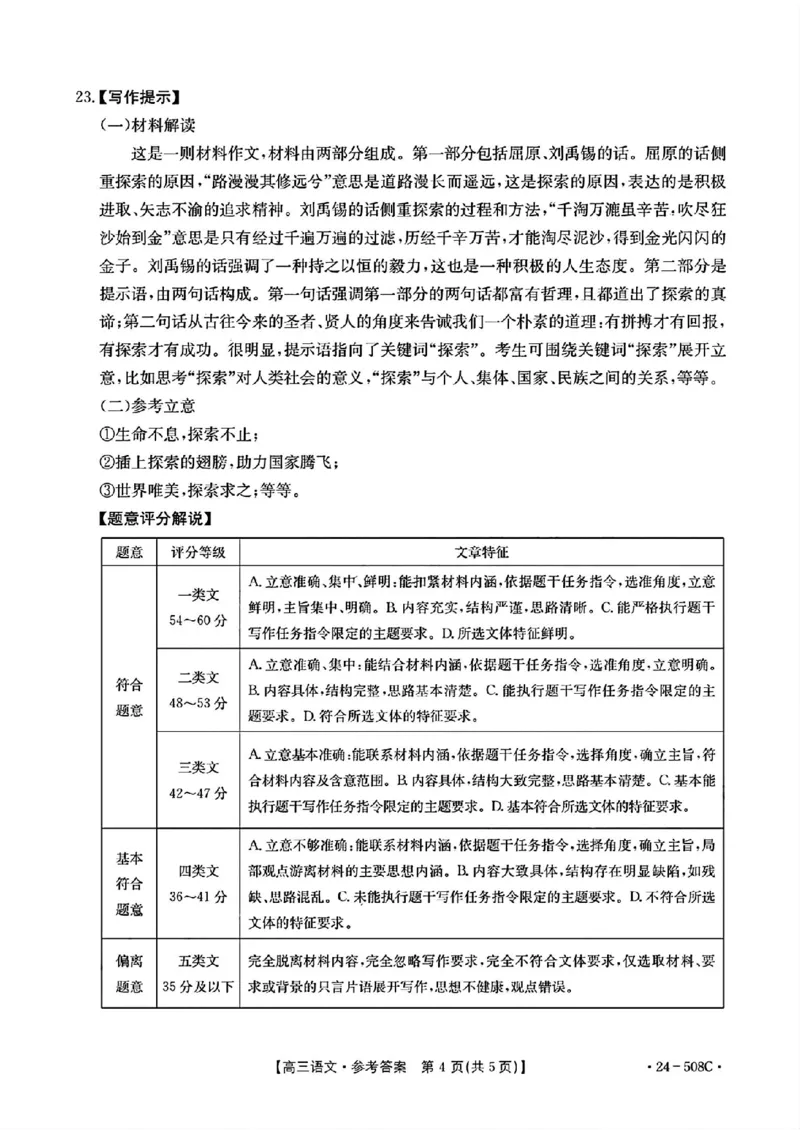 广东卷广东省金太阳2024年(届)高三年级下学期5月联考(金太阳24-508C)(5.15-5.174)语文试题答案_2024年5月_01按日期_20号_2024届广东金太阳24-508C高三下学期5月联考