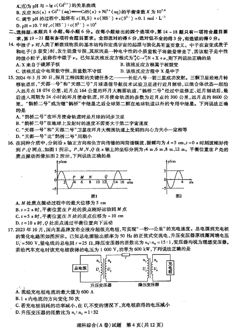 山西省晋中市2024届高三下学期5月高考适应训练考试理科综合试卷_2024年5月_01按日期_11号_2024届山西省晋中市高三下学期5月高考适应训练考试