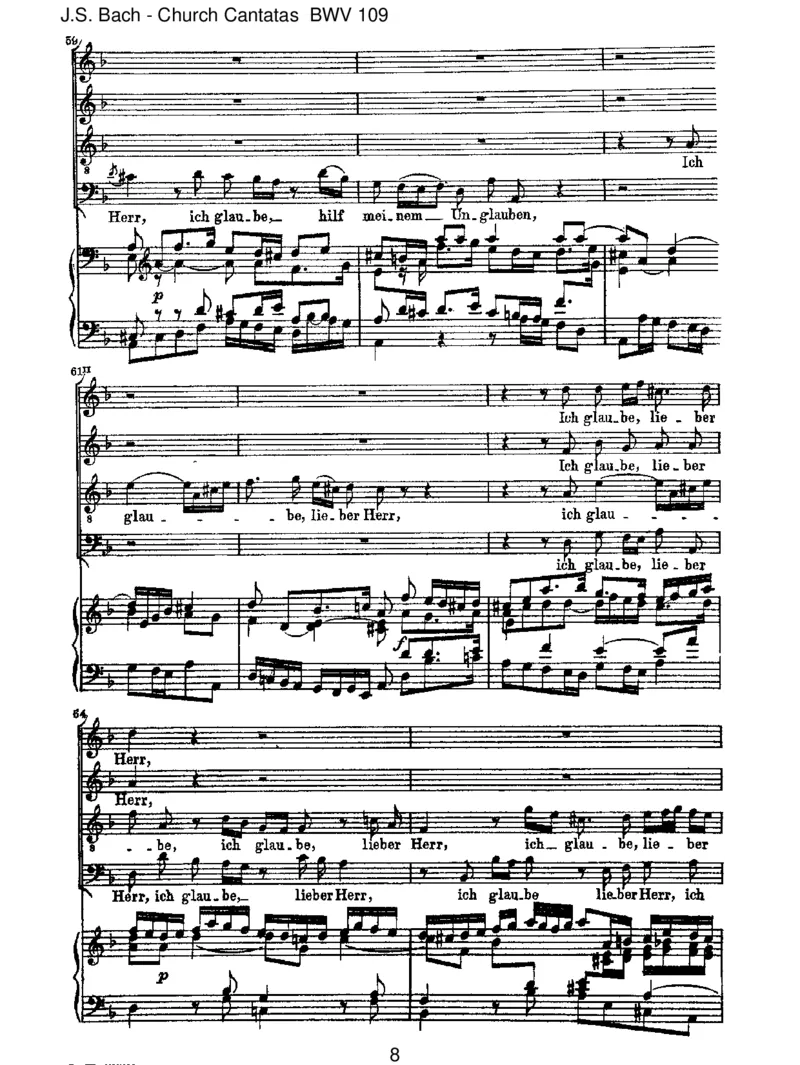BWV109Ichglaube,lieberHerr,hilfmeinemUnglauben_一万首著名钢琴曲谱哈农贝多芬合集视频教学电子版高清无水印可打印_1古典钢琴知名音乐家谱_巴赫钢琴谱全集_J.S巴赫作品全集