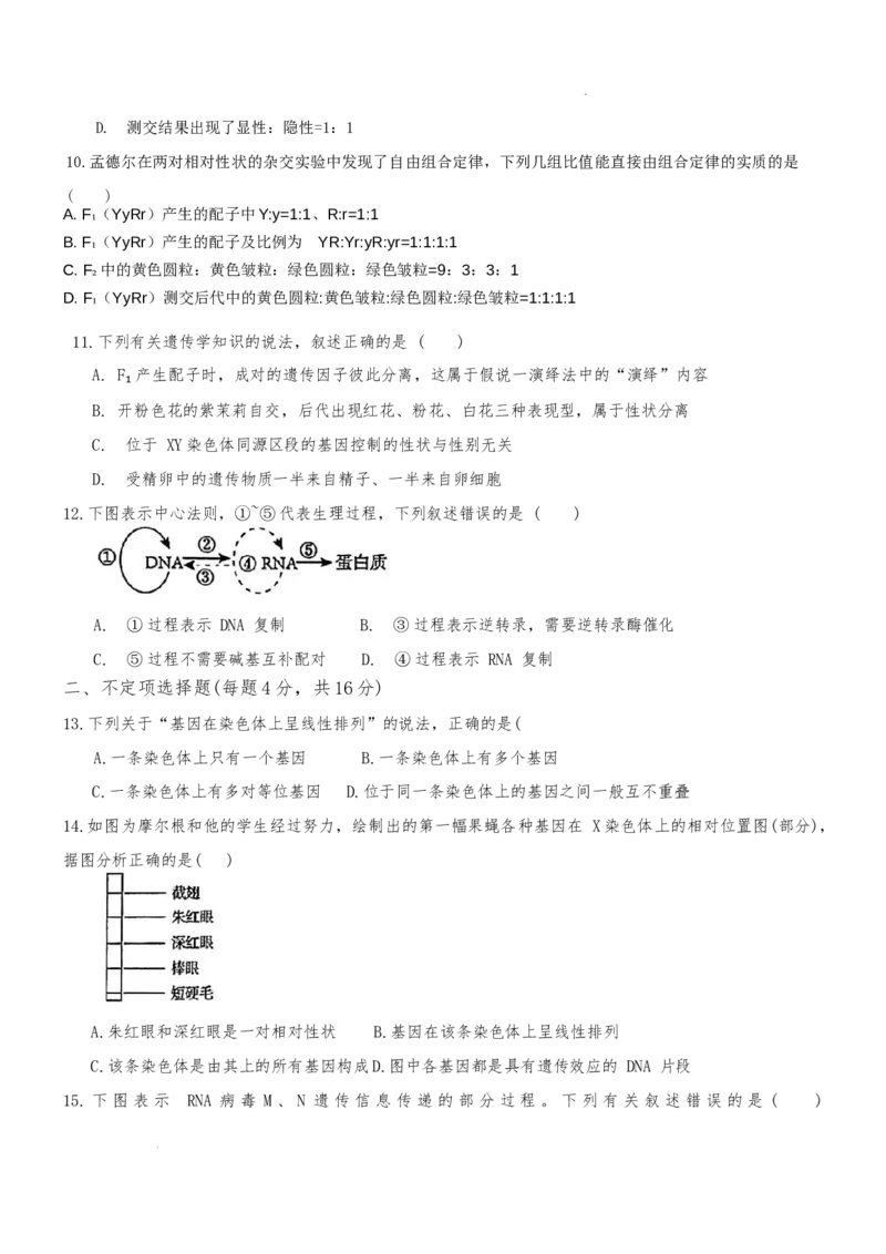湖南省长沙市雅礼中学2024-2025学年高一下学期6月期末生物试题_2024-2025高一（7-7月题库）_2025年7月_250705湖南省长沙市雅礼中学2024-2025学年高一下学期6月期末