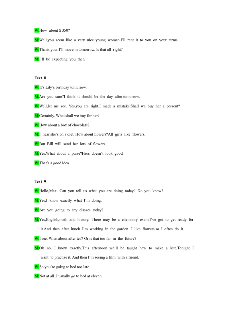 备考2024新高考英语听力(答案+文本)12_2024年5月_01按日期_1号_2024高考英语听力专题（80套模拟训练+历年真题）(附音频）_高考英语听力高分80套模拟训练