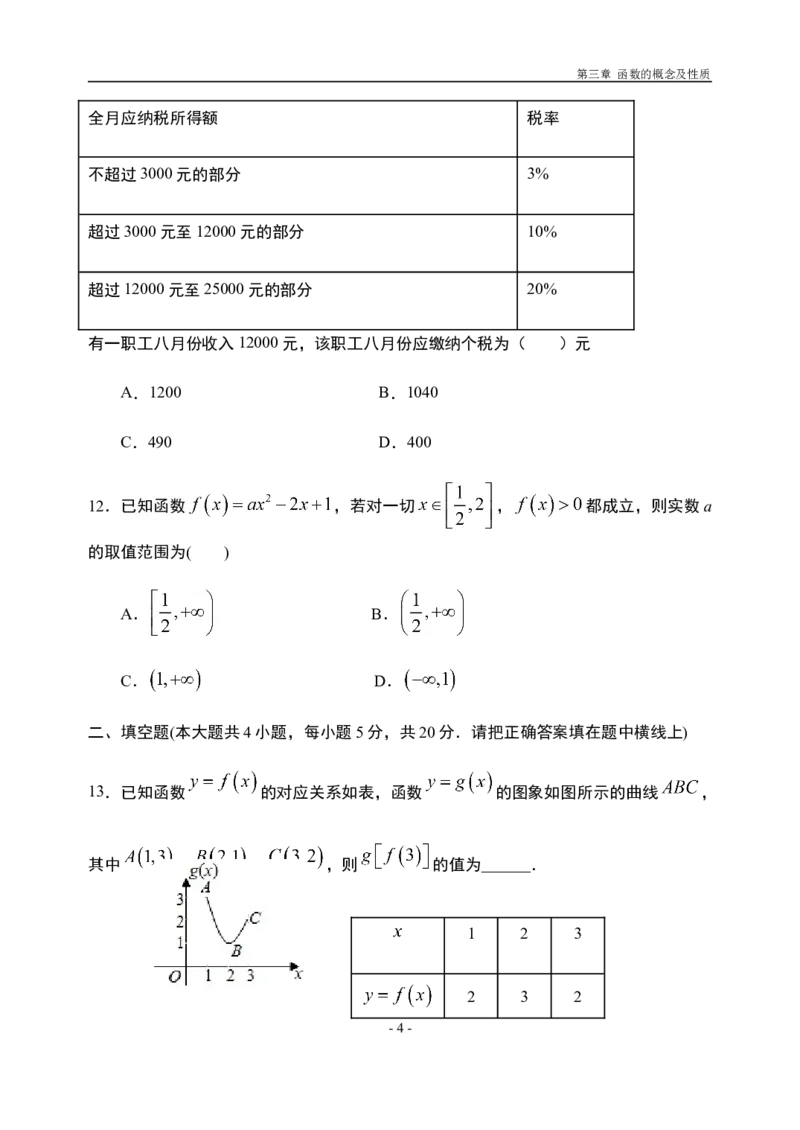 第3章函数的概念与性质章末检测-新教材人教A版（2019）高中数学必修第一册限时作业_E015高中全科试卷_数学试题_必修1_02.同步练习_3.同步练习（第三套）