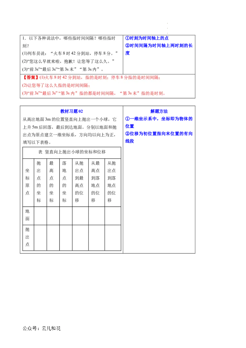 第02讲时间位移（原卷版）_2024-2025高一（7-7月题库）_2024年7月试卷_07082024年初升高物理无忧衔接（通用版）+暑假自学课2024年新高一物理暑假提升精品讲义