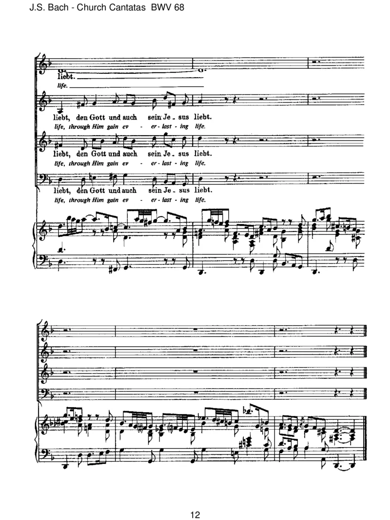 BWV68AlsohatGottdieWeltgeliebt_一万首著名钢琴曲谱哈农贝多芬合集视频教学电子版高清无水印可打印_1古典钢琴知名音乐家谱_巴赫钢琴谱全集_J.S巴赫作品全集_JohannSebastianBach(1685-1750)巴赫