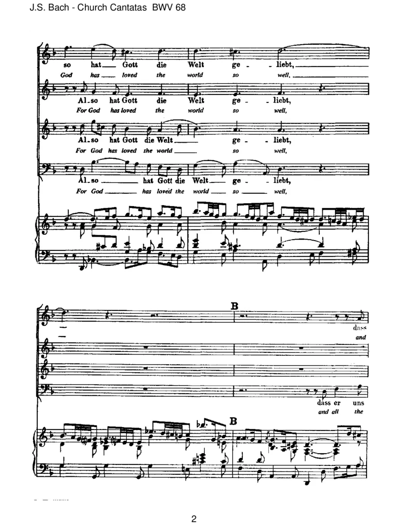 BWV68AlsohatGottdieWeltgeliebt_一万首著名钢琴曲谱哈农贝多芬合集视频教学电子版高清无水印可打印_1古典钢琴知名音乐家谱_巴赫钢琴谱全集_J.S巴赫作品全集_JohannSebastianBach(1685-1750)巴赫