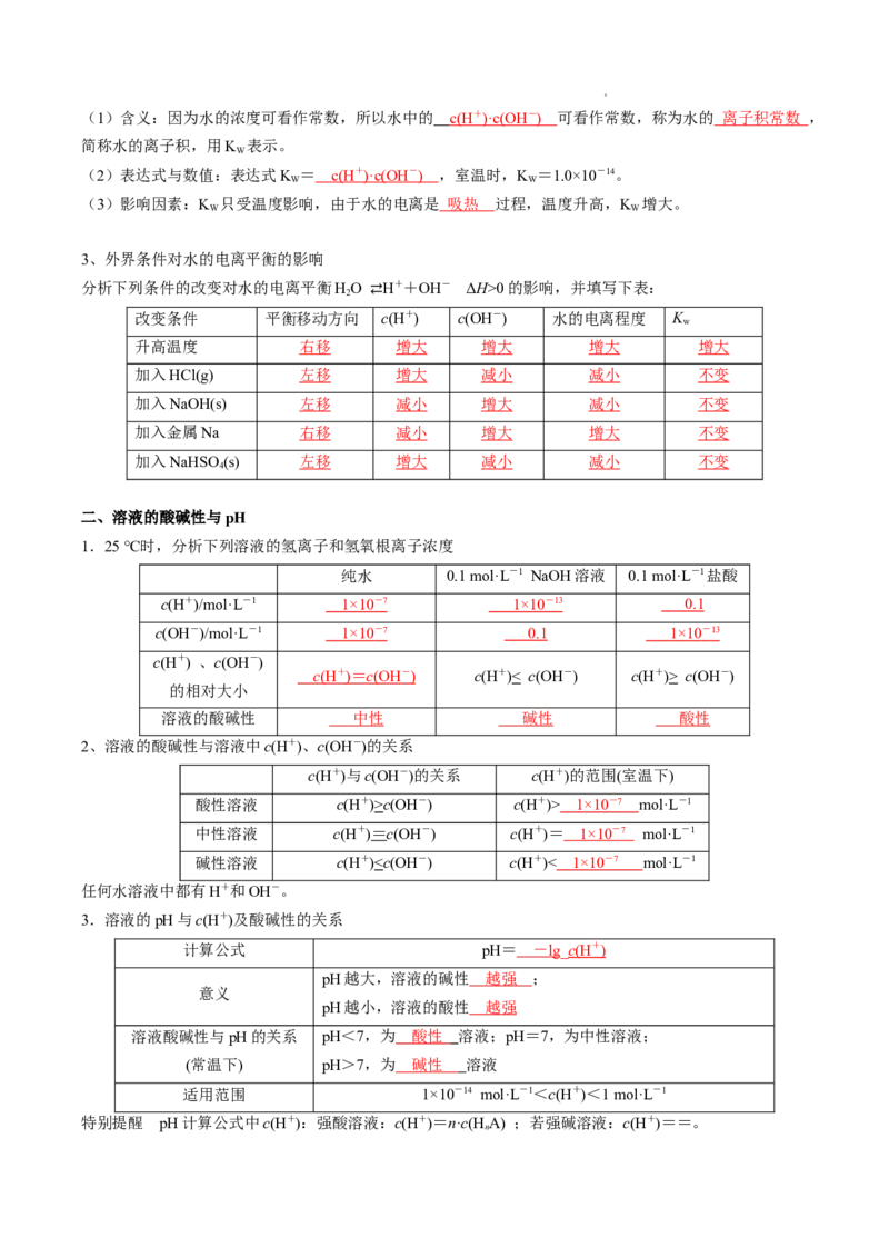 第三章水溶液中的离子反应与平衡-知识手册高中化学全册必背章节知识清单（人教版2019选择性必修1）（教师版）_E015高中全科试卷_化学试题_选修1_6.知识汇总