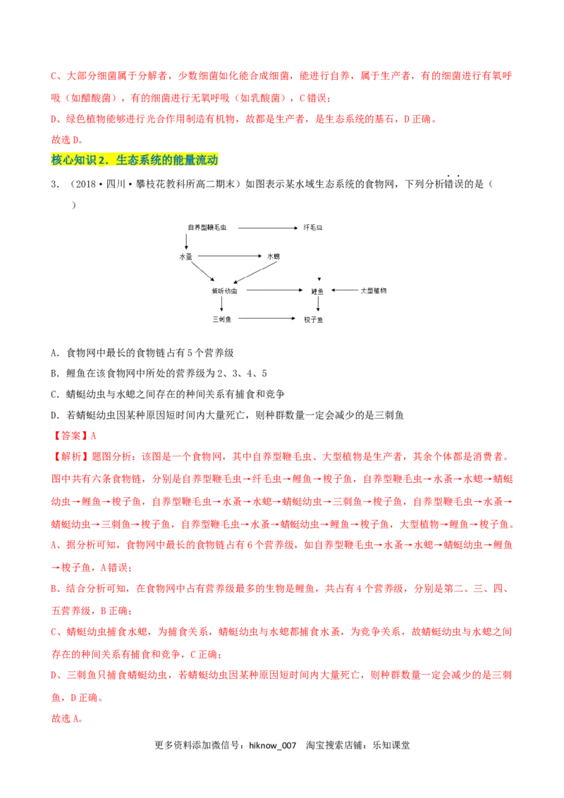 第3章生态系统及其稳定性（A卷&middot;知识通关练）（解析版）_E015高中全科试卷_生物试题_选修2_1.单元测试_2、单元测试AB卷2023