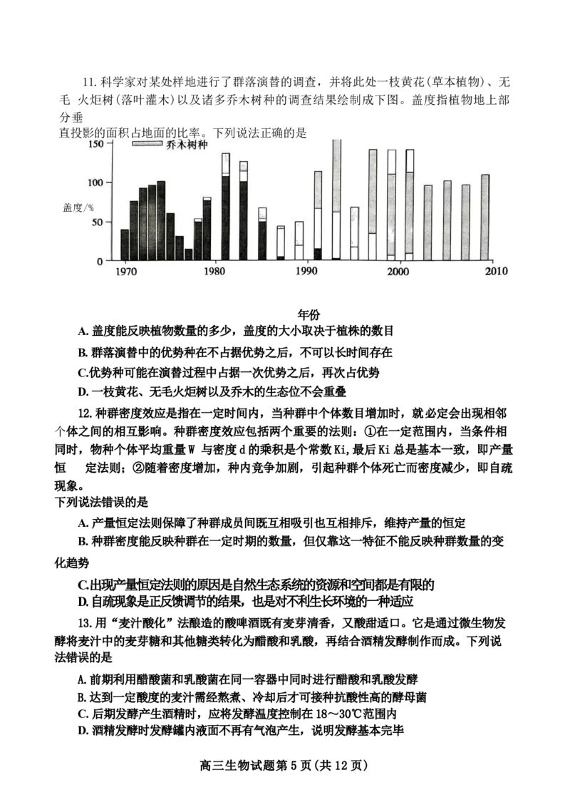 山东省泰安市2024年(届)高三年级四轮检测(泰安四模)生物试卷+答案(1)_2024年5月_025月合集_2024届山东省泰安市高三年级四轮检测