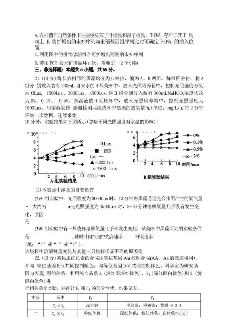 山东省泰安市2024年(届)高三年级四轮检测(泰安四模)生物试卷+答案(1)_2024年5月_025月合集_2024届山东省泰安市高三年级四轮检测