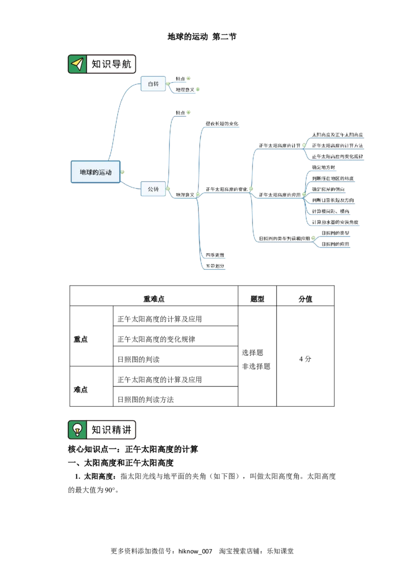 选择性必修1第一章地球的运动第二节（4）_E015高中全科试卷_地理试题_选修1_2.同步练习_同步练习-第3套