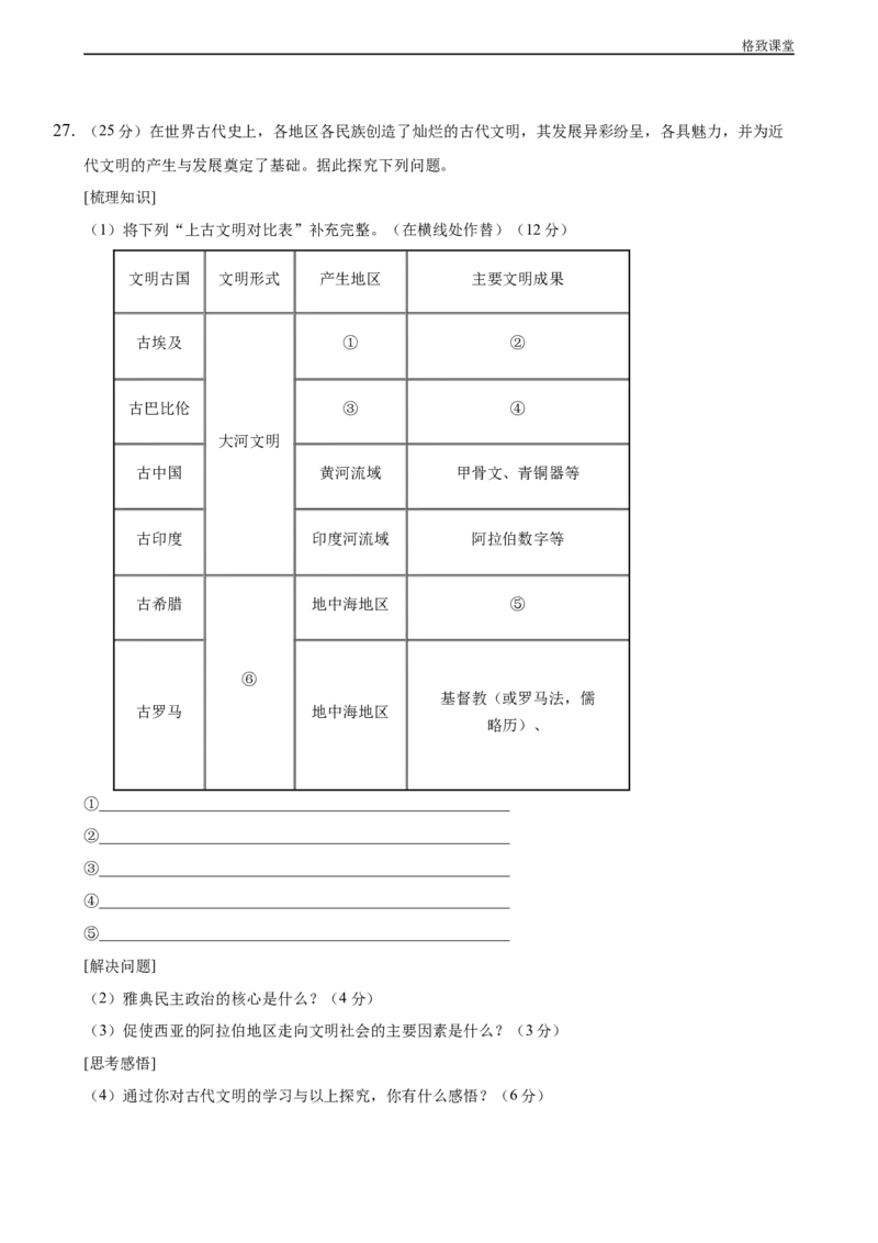 第一单元综合测试卷（原卷版）_E015高中全科试卷_历史试题_必修下_2.同步练习_同步练习第一套_第一单元综合测试卷