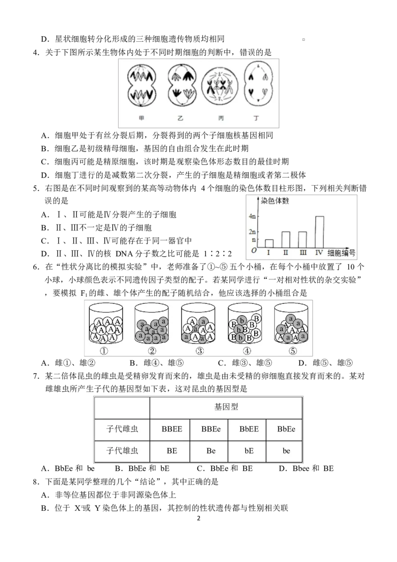 湖北省荆州市沙市中学2024-2025学年高一下学期5月月考生物试题Word版含答案_2024-2025高一（7-7月题库）_2025年05月试卷_0530湖北省荆州市沙市中学2024-2025学年高一下学期5月月考