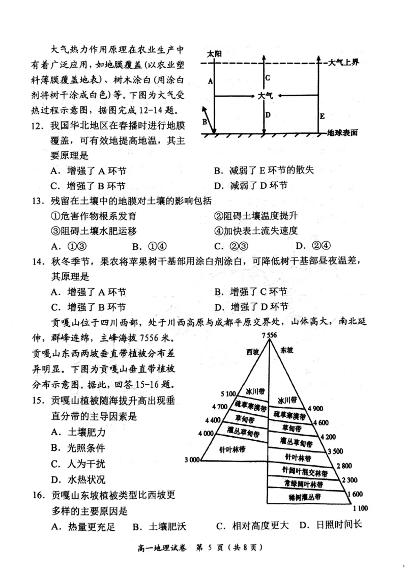 湖南省岳阳市2024-2025学年高一上学期期末考试地理试卷（PDF版，含答案）_2024-2025高一（7-7月题库）_2025年03月试卷_0312湖南省岳阳市2024-2025学年高一上学期期末