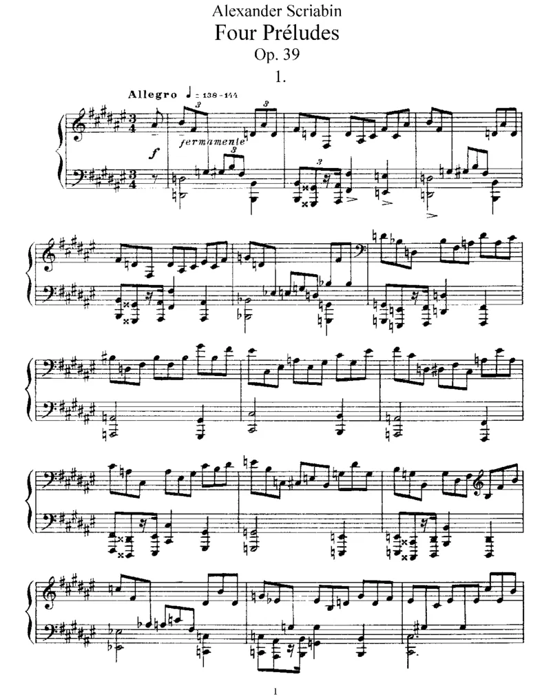 4Preludes,Op39_一万首著名钢琴曲谱哈农贝多芬合集视频教学电子版高清无水印可打印_1古典钢琴知名音乐家谱_斯克里亚宾钢琴谱全集_前奏曲