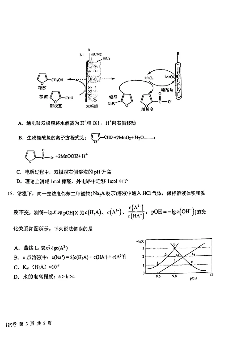 吉林省东北师大附中、长春市十一高中、吉林一中、四平一中、松原实验中学2023-2024学年高三上学期1月联合模拟考试化学_2024年2月_01每日更新_04号