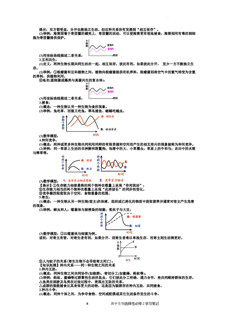 选择性必修2知识总结高二上学期生物人教版选择性必修2_E015高中全科试卷_生物试题_选修2_5.知识汇总