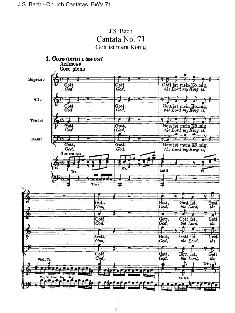 BWV71GottistmeinK_nig_一万首著名钢琴曲谱哈农贝多芬合集视频教学电子版高清无水印可打印_1古典钢琴知名音乐家谱_巴赫钢琴谱全集_J.S巴赫作品全集_JohannSebastianBach(1685-1750)巴赫